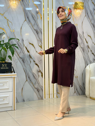AYŞE AKAY MODA YARIM FERMUARLI UZUN TUNİK 1028