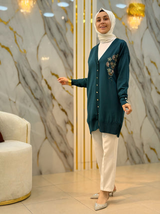 NY MEHLİKA ÇİÇEK İŞLEMELİ SOĞUK İP HIRKA 3280