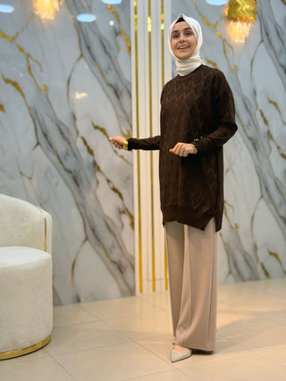 NY MEHLİKA BAKLAVA DESEN SOĞUK İP TUNİK 3288