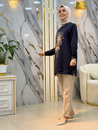 KADO ÖNÜ ÇİÇEK DETAYLI TUNİK 262908