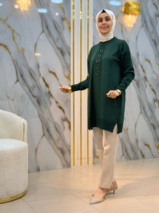 NY MEHLİKA HALKA DETAYLI SOĞUK İP TUNİK 3287