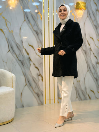 PANOVA KEMERLİ TAŞ İŞLEMELİ ANGORA KABAN 7530