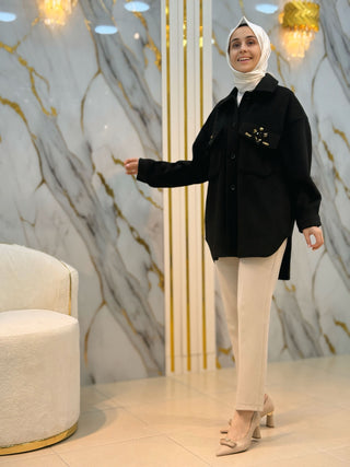 İKOLL TAŞ DETAYLI KAŞE SHACKET (GÖMLEK-CEKET) 33092