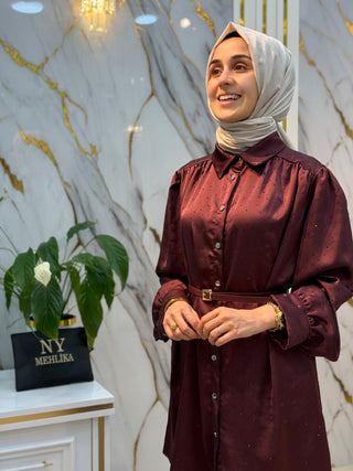 PUANE IŞILTI TAŞLI ÇITÇITLI KEMER DETAYLI TAKIM 14338