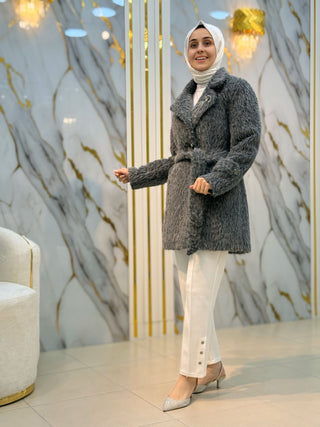 PANOVA KEMERLİ TAŞ İŞLEMELİ ANGORA KABAN 7530