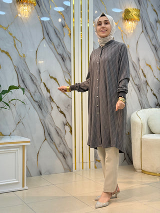 KADO JAKARLI BEKLAVA DESEN UZUN GÖMLEK 257370