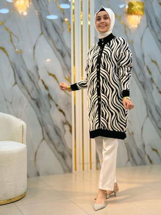 NOVALÜX ZEBRA DESEN ANGORA CEKET 3286