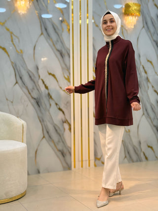 ARMİNE TREND FERMUARLI SİM ŞERİTLİ TUNİK 25KT407