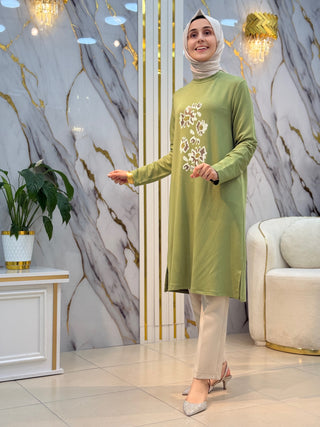 KADO ÇİÇEK VE TAŞ BASKILI UZUN TUNİK 262912