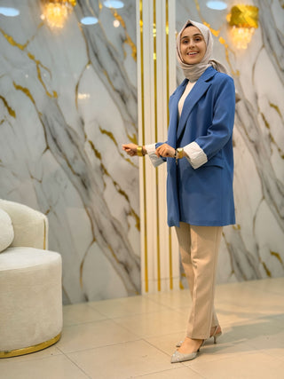 ESSE ASTAR VE KOL AĞZI ÇİZGİLİ BLAZER CEKET 1283