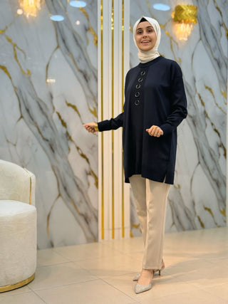 NY MEHLİKA HALKA DETAYLI SOĞUK İP TUNİK 3287