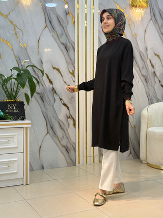KADO YAKA VE KOL RİBANALI UZUN TUNİK 262642