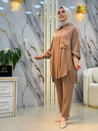 NY MEHLİKA YANDAN YIRTMAÇ DETAYLI IŞILTILI TAKIM 8545