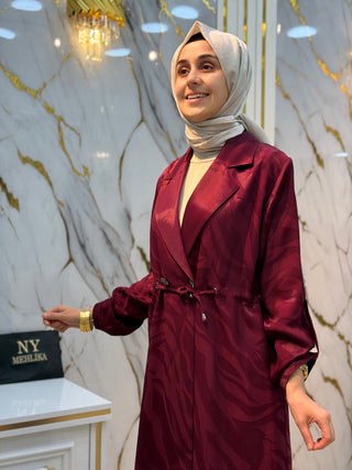 NY MEHLİKA DALGA DESEN JAKARLI BELİ BÜZGÜLÜ TAKIM 3013