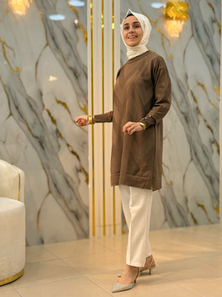 NY MEHLİKA ZİGZAG DETAY SOĞUK İP TUNİK 3183