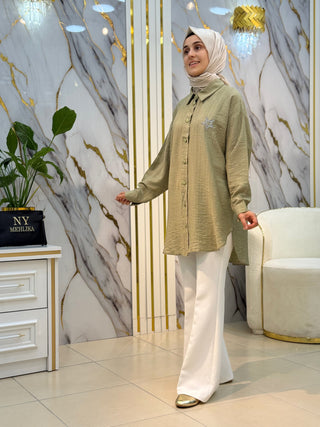NY MEHLİKA YILDIZ VE TAŞ İŞLEMELİ GÖMLEK 2632