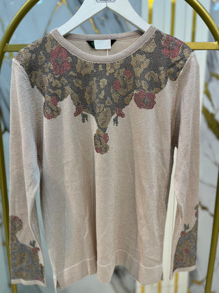 NY MEHLİKA  KENDİNDEN SİMLİ RENKLİ TAŞLI BLUZ 14280