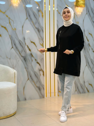 PUANE FERMUAR VE BONCUK DETAYLI TUNİK 10735