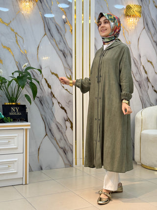 NY MEHLİKA DÜĞME DETAYLI KAPİŞONLU FERMUARLI GİY ÇIK (KAP) 8118