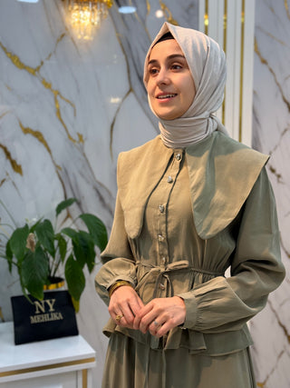 NY MEHLİKA DEGAJE YAKA BELİ BÜZGÜLÜ TENSEL 2'Lİ TAKIM 30315