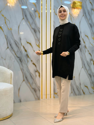 NY MEHLİKA HALKA DETAYLI SOĞUK İP TUNİK 3287