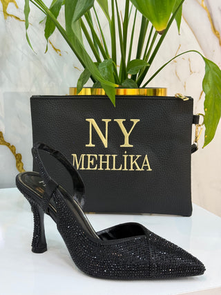 NY MEHLİKA PIRILTILI TAŞ İŞLEMELİ TOPUKLU AYAKKABI NY01