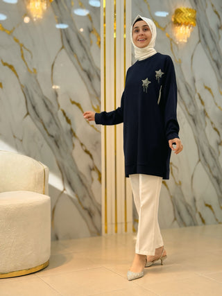 NY MEHLİKA YILDIZ VE TAŞ DETAYLI TUNİK 2130
