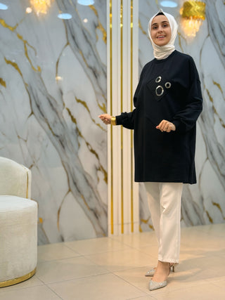 PUANE PUL TASARIM DETAYLI TUNİK 10727