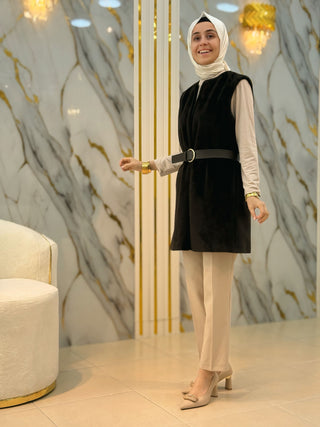 NY MEHLİKA KEMERLİ ANGORA YELEK 70098