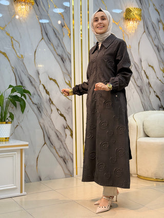 LARCH SİMLİ PARAŞÜT KUŞAKLI GÜL DETAYLI KAP (GİY ÇIK) 1097