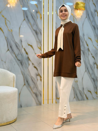 LARCH CİMALI DAR PAÇA DÜĞME DETAY PANTOLON 1079