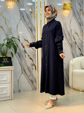 KADO ÖNÜ DÜĞMELİ İPEKSİ UZUN TUNİK 262430