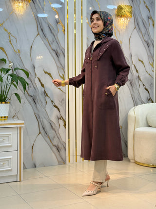 BERELANCE KAPİŞONLU VE CEPLİ TENSEL KUPRA GİY ÇIK (KAP) 1216