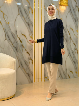 NY MEHLİKA KENDİNDEN DESENLİ SOĞUK İP TUNİK 3189