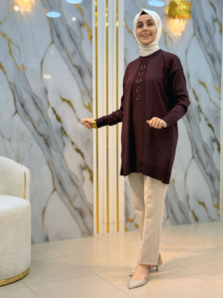 NY MEHLİKA HALKA DETAYLI SOĞUK İP TUNİK 3287