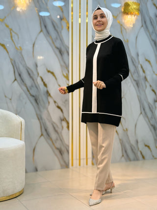 NY MEHLİKA YAKA ÇİZGİ DETAY SOĞUK İP TUNİK 36031