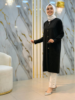 NY MEHLİKA GÜL İŞLEMELİ DÜĞMELİ HIRKA 35210