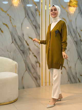 NY MEHLİKA LALE İŞLEME SOĞUK İP HIRKA 3260