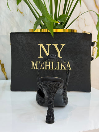 NY MEHLİKA PIRILTILI TAŞ İŞLEMELİ TOPUKLU AYAKKABI NY01