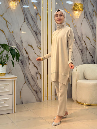 KADO DÜĞME VE ÇİZGİ DETAYLI SOĞUK İP TUNİK 2725019