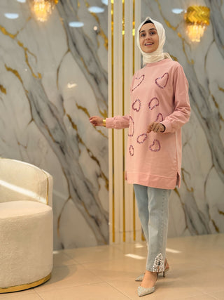 AYŞE AKAY PUL PAYET İŞLEMELİ 85 CM TUNİK 25224