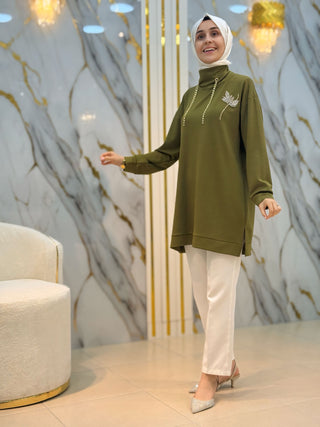 NY MEHLİKA ZİNCİR VE LALE DETAYLI TUNİK 2133