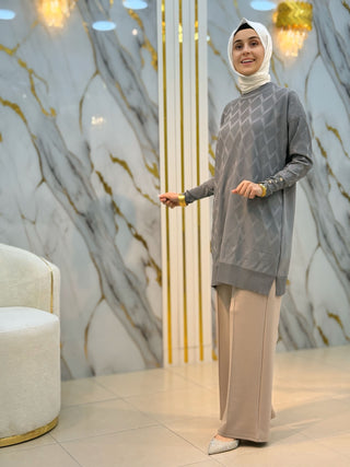 NY MEHLİKA BAKLAVA DESEN SOĞUK İP TUNİK 3288