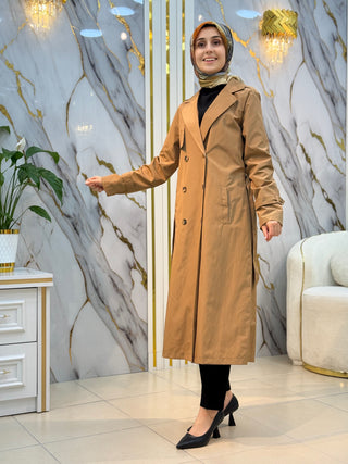 BERELANCE KOLLAR KEMER DETAYLI DÜĞMELİ TRENÇ 6110