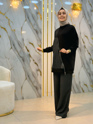 PUANE DERİ VE FERMUAR DETAY TASARIM TAKIM 14404