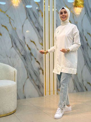 PUANE FERMUAR VE BONCUK DETAYLI TUNİK 10735