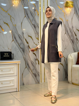 NY MEHLİKA ANGORA FERMUARLI YELEK 3381