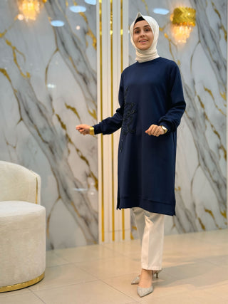 AYŞE AKAY TAŞLI 100CM OYSHO KUMAŞ TUNİK 25226