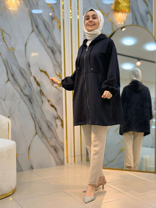 PLİSE ARKASI NAKIŞ İŞLEMELİ FERMUARLI GİY ÇIK 24344