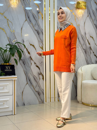 NY MEHLİKA YAKASI TAŞ VE ZEBRA DESEN SOĞUK İP TUNİK 214